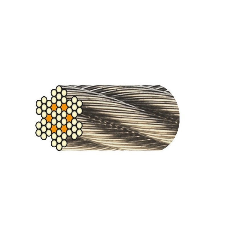 Câble métallique inox 316 - 7 torons de 7 fils 1 couronne(s) de 25 mètre(s) linéaire câble inox 316
