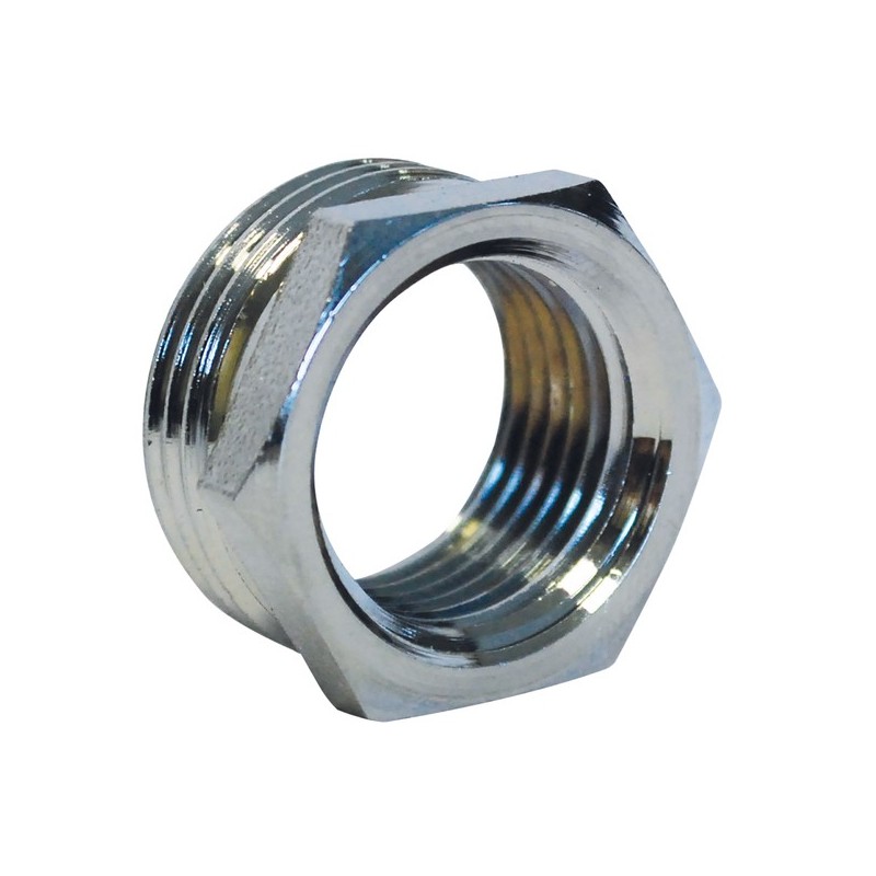 Réductions six pans mâles/femelles sans butée - laiton réduction 6 pans m20x27-f15x21 chromé 1 pièce