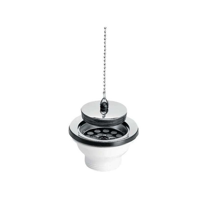 Bondes bouchon-chaînette pour éviers grès bonde évier grès ø 84 avec trop plein 1 pièce(s) - nicoll