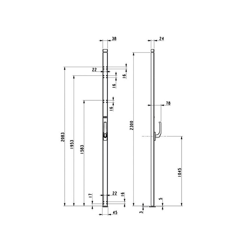 Crémones en applique 334 crémone 334 béquille longueur 2,30 argent 1 pièce(s) - vachette anjou