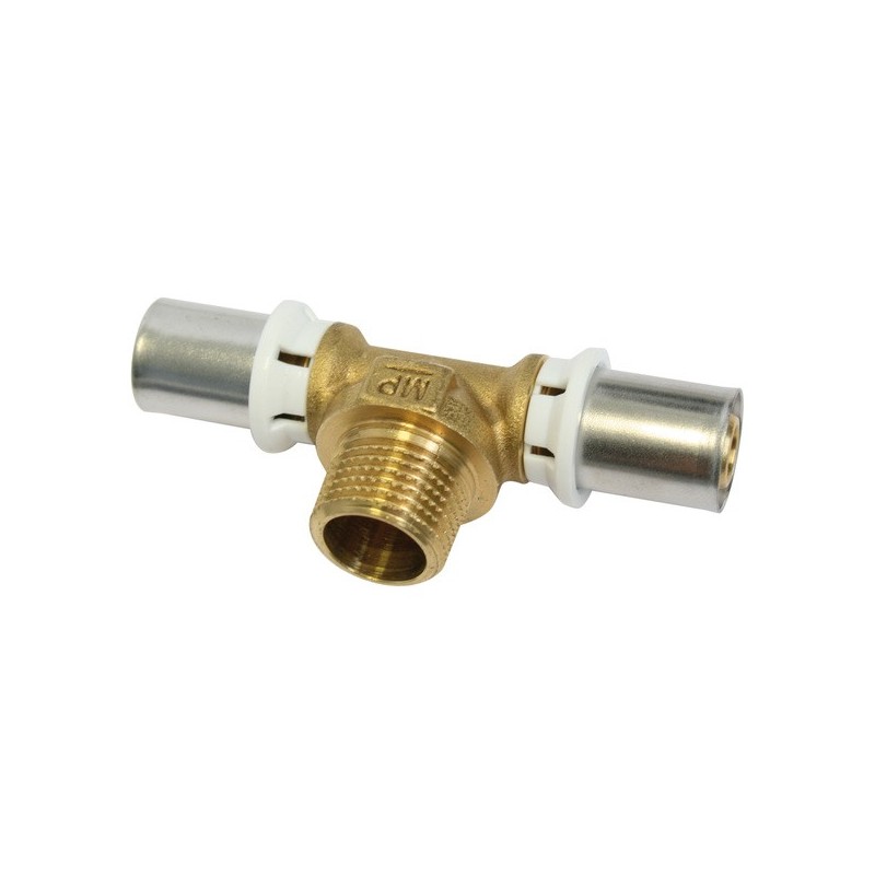 Tés à sertir au centre multicouche té à sertir mâle centre multicouche ø20 m15x21 1 pièce(s) 20 mm 15/21 (1/2") mâle multicouche - somatherm for you