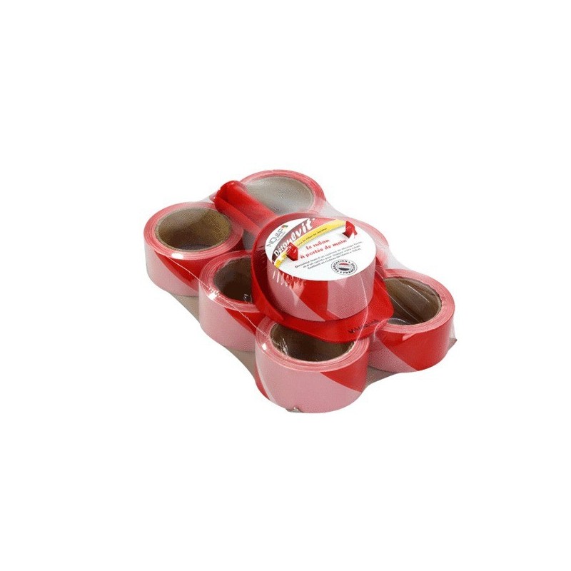 Dérouleurs de ruban de chantier dérouleur ruban chantier + 6 rubans chantier rouge/blanc 1 lot(s) -