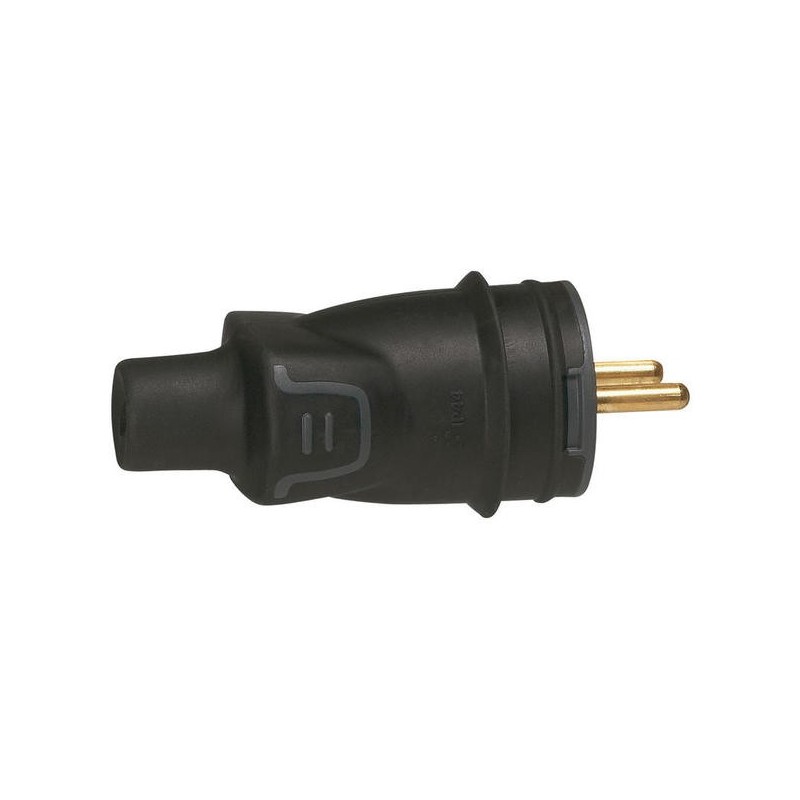 Fiche mâle 2p+t 16a étanche ip44 fiche mâle caoutchouc connexion vis 1 pièce(s) - legrand snc