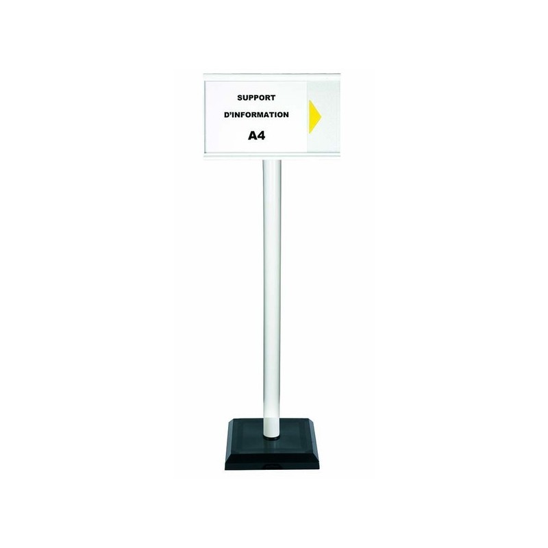 Poteaux d'accueil poteau pvc 0.90 m blanc sur socle avec support info a4 1 pièce(s) - novap