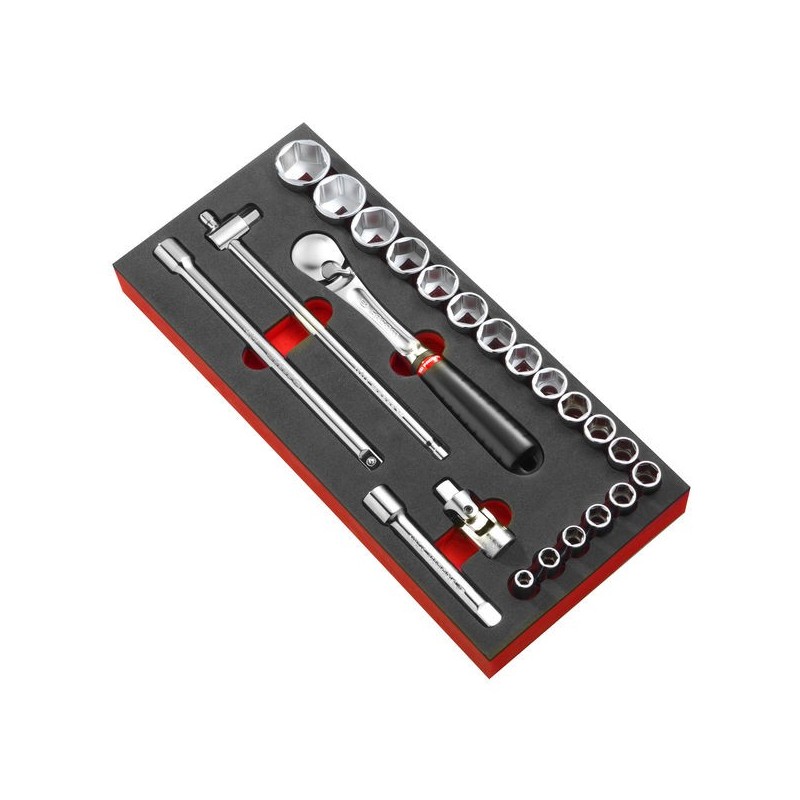 Module mousse cliquet douilles 1/2 module mousse cliquet douilles 1/2 1 jeu(x) de 22 pièce(s) - faco