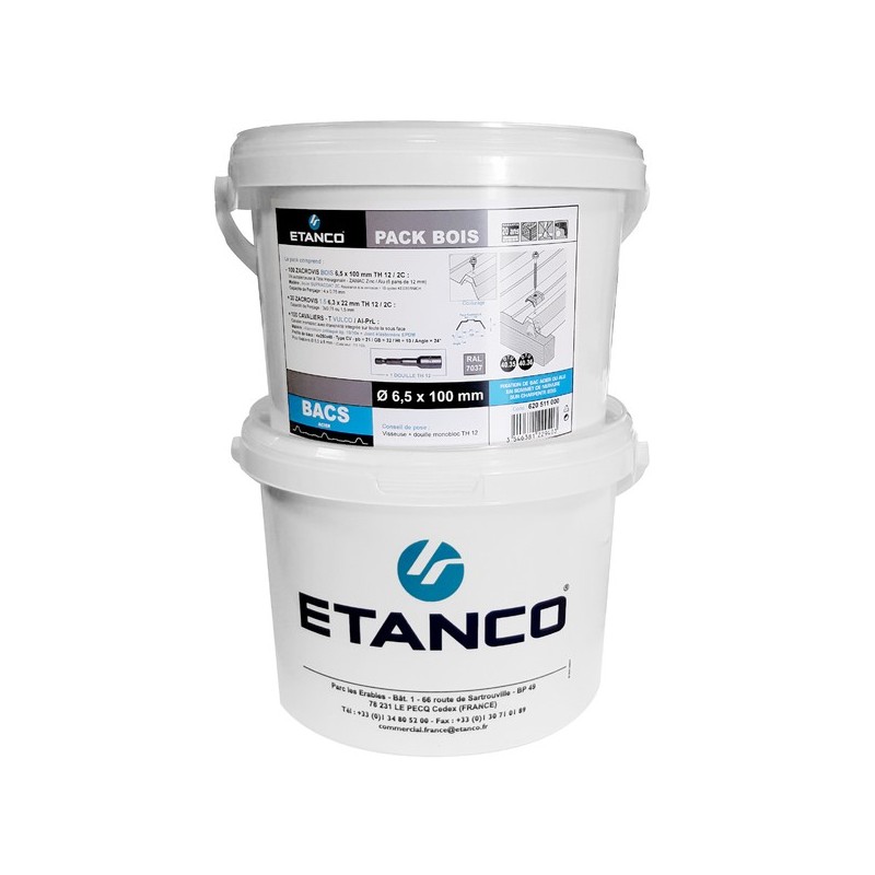 Pack de fixation bacs acier 4 x 250 x 35/36t mm / charpente bois pack fixation 4 x 250 x 35/36t mm /