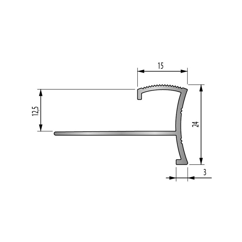Nez de marche contemporain nez de marche contemporain 12.5 mm alu naturel 2.5 m 1 pièce(s) - dinac