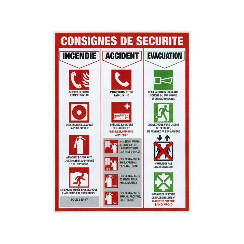Plaques affichage des consignes légales consignes de sécurité 1 pièce(s) - novap