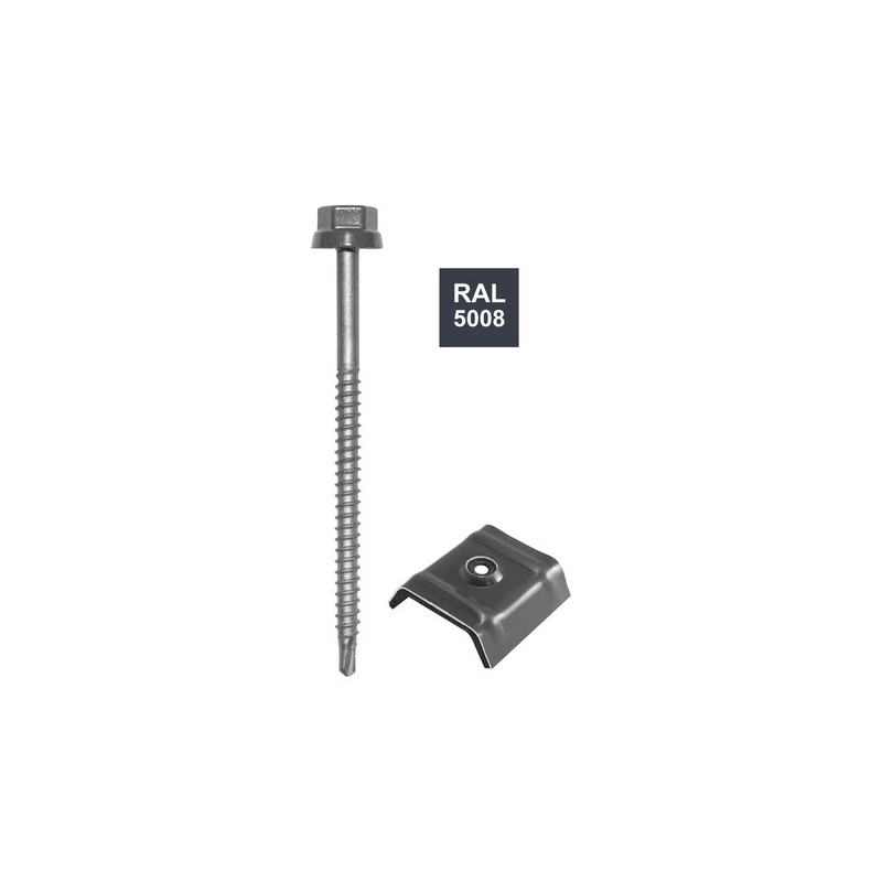 Pack de fixation bacs acier 3 x 333 x 45 mm / charpente bois pack fixation gris graphite / ral 7022 