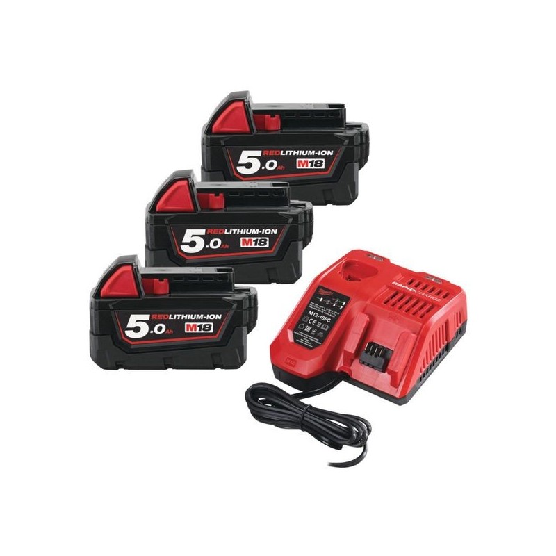 Pack m18 nrg-503 chargeur m12-18fc + 3 batteries 18v 5ah pack m18 nrg-503 chargeur m12-18fc + 3 batt