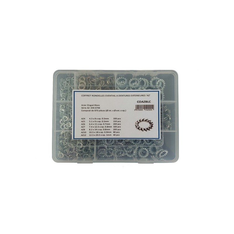 Coffret rondelles éventail à dentures extérieures coffret rondelles éventail à dentures extérieures