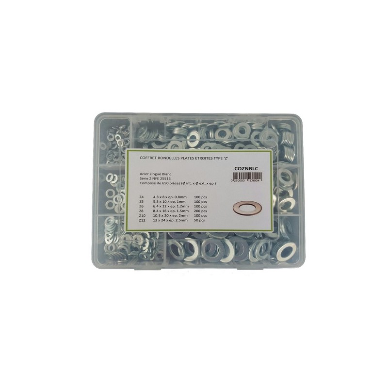 Coffret rondelles plates étroites coffret rondelles plates étroites 1 coffret(s) de 650 pièce(s) - v