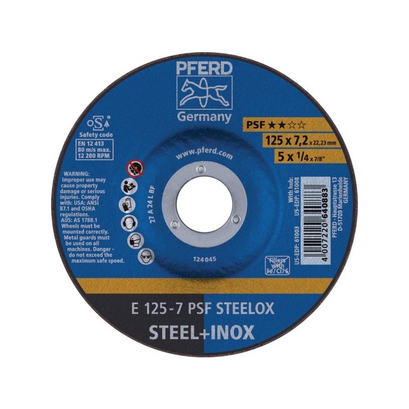 Disques à ébarber acier/inox ligne universelle psf acier, inox 12200 déporté 7 125 1 pièce(s) disque