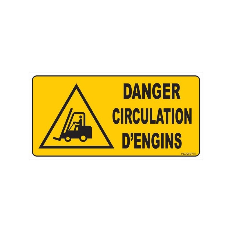 Panneaux adhésifs au sol adhesif au sol danger circulation d engins 960x480mm 1 pièce(s) - novap