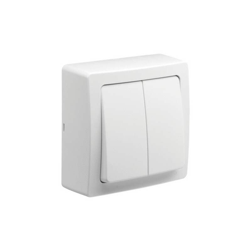 Interrupteur en saillie blok double va-et-vient blok blanc 1 pièce(s) - debflex