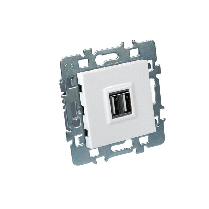 Prise à encastrer casual prise usb double 2.1 a + cache blanc et support métal casual 1 pièce(s) - d