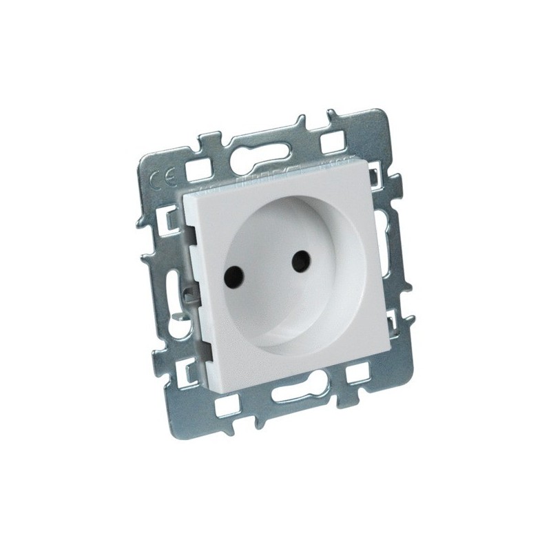 Prise à encastrer casual prise 2 p + cache blanc et support métal casual 1 pièce(s) - debflex