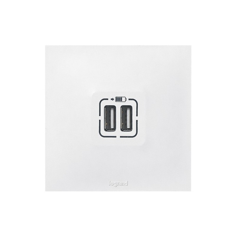 Prise à encastrer neptune 1 pièce(s) prise 2x chargeur usb 15w neptune blanc - legrand snc