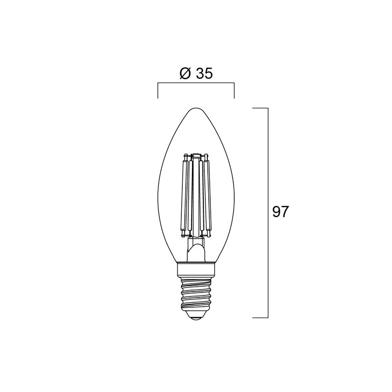Ampoules flammes à filament - blanc chaud 2700 °k 470 15000 heure(s) 4.5 w e14 ampoule flamme à fila