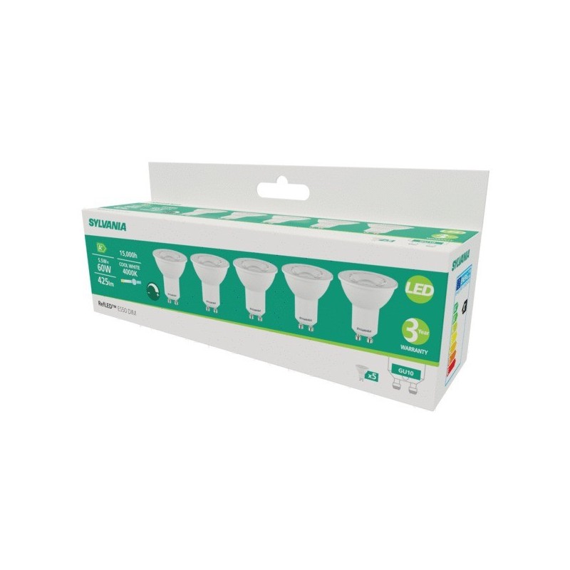 Lots de 5 ampoules gu10 dimmables - blanc neutre 4000 °k 15000 heure(s) 5.5 w gu10 425 1 boîte(s) de