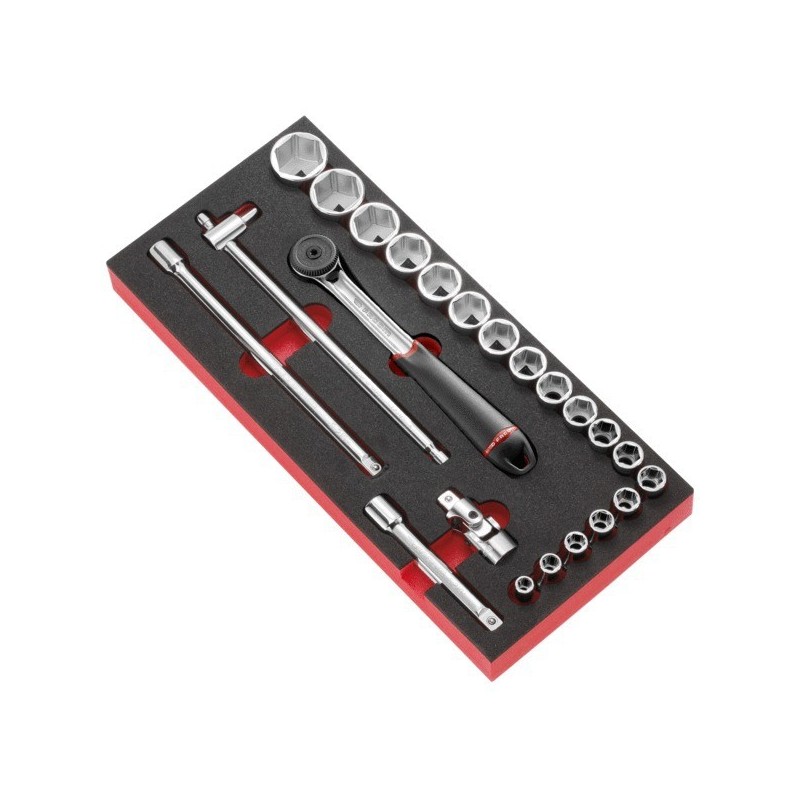 Module mousse cliquet douilles 1/2 module mousse cliquet douilles 1/2 1 jeu(x) de 22 pièce(s) - faco