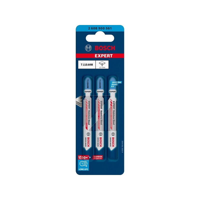 Lames de scie sauteuse inox 83mm (x3) expert hcs t118ahm acier 1 blister(s) lames de scie sauteuse i