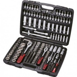 Coffret de douilles 1/4'' + 3/8'' + 1/2'' 179 pièces