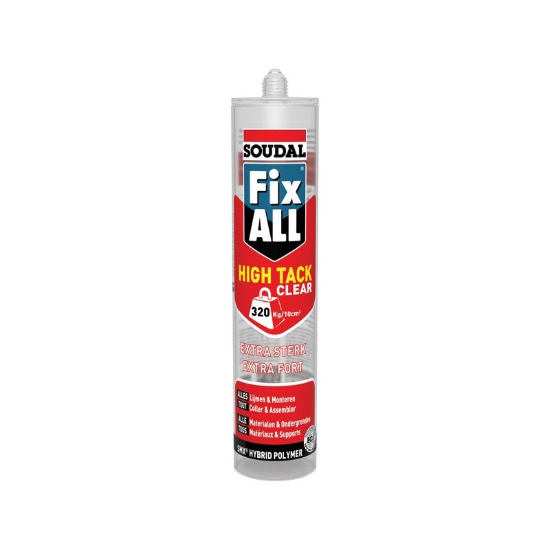 Colle-mastic fix all high tack clear transparent pistolable interieur, interieur en milieu humide, e
