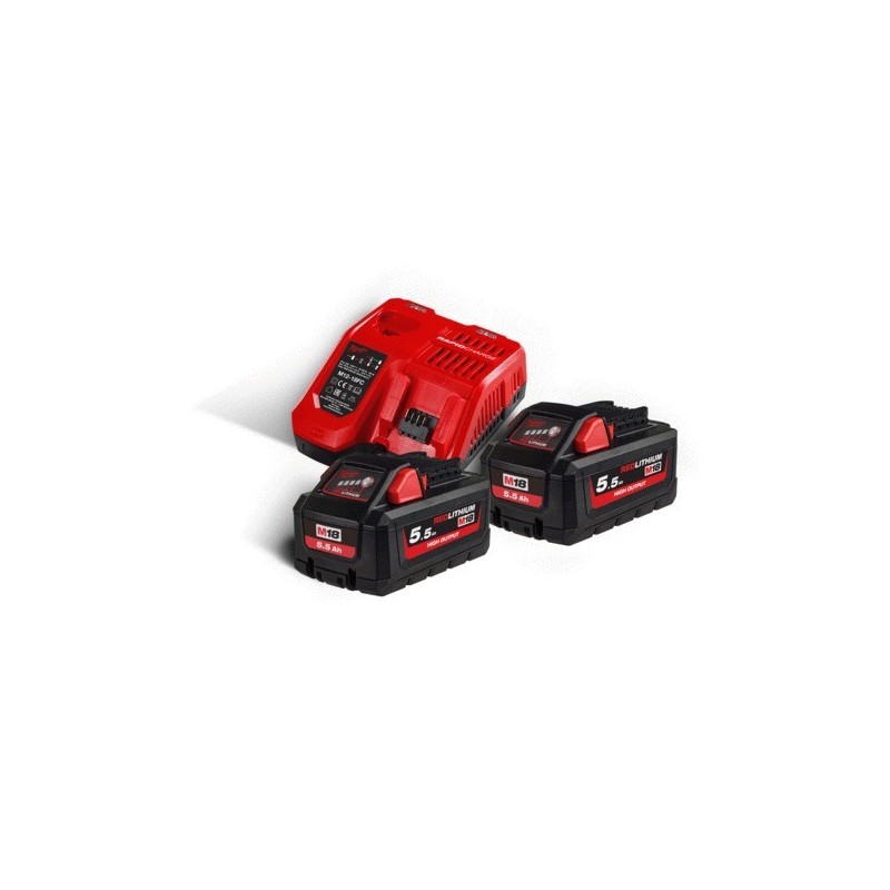 Pack nrj 18v, 5.5 ah high-output red 1 pièce(s) pack nrj 18v, 5.5 ah high-output red - milwaukee