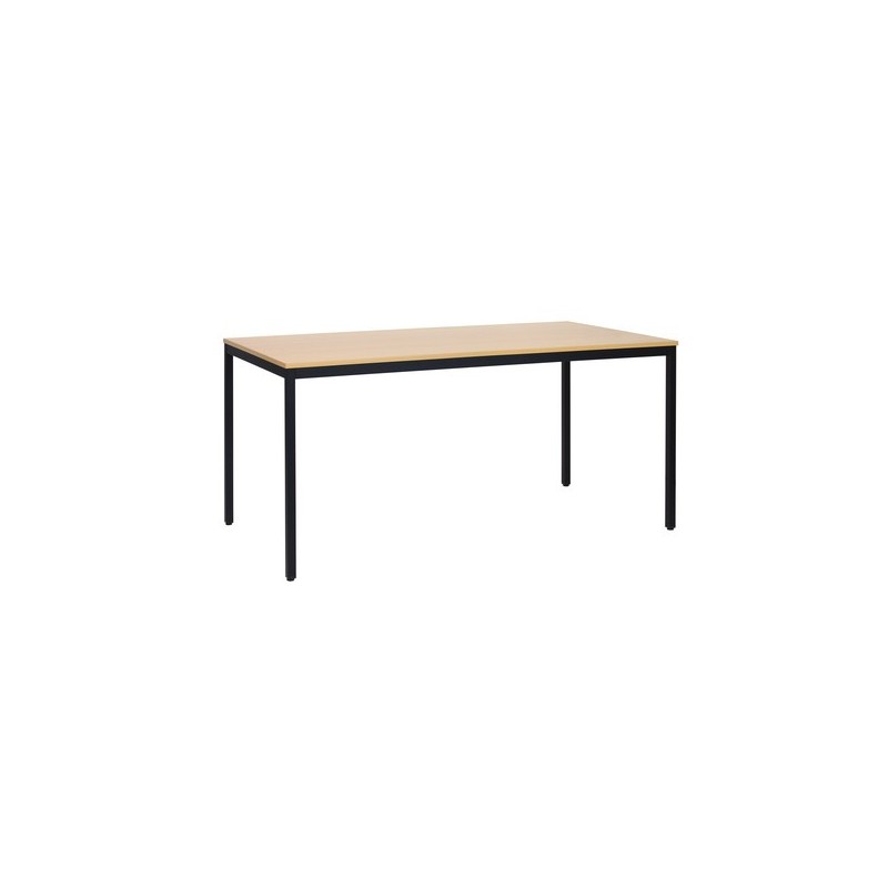 Table polyvalente de réunion 1 pièce(s) table modulaire plateau hêtre piétement noir 1600x800x750mm 