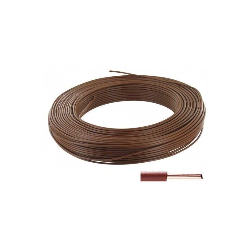 Fil rigide - ho7 vu fil âme rigide ho7 vu 1,5mm² marron marron 1 bobine(s) de 100 mètre(s) linéaire h07v-u pvc 1,5 mm² - debflex