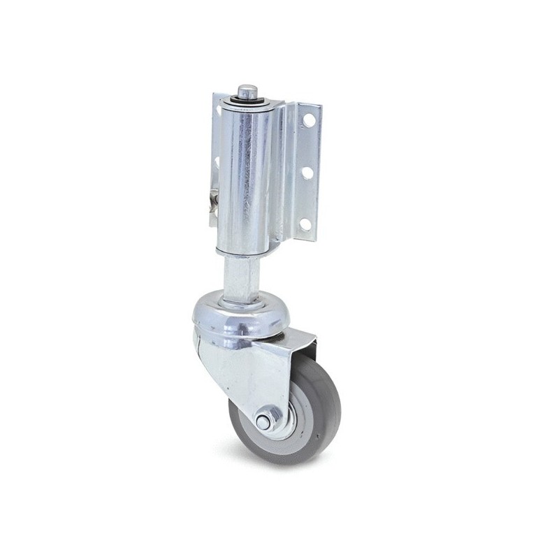 Roulette escamotable - ø 50 mm 1 pièce(s) roulette escamotable - ø 50 mm caoutchouc platine 40 kg pivotante 50 mm 150 mm 60 mm 40 mm - prodif somec rh