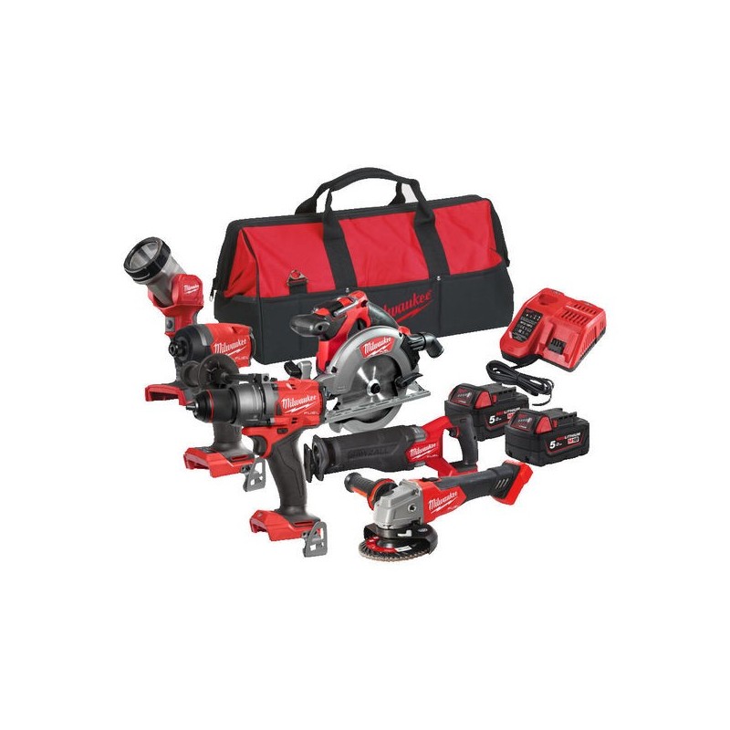 Lot 6 machines 18v 5ah m18 fpp6e3-502b 1 sac(s) de 6 pièce(s) lot 6 machines 18v 5ah m18 fpp6e3-502b