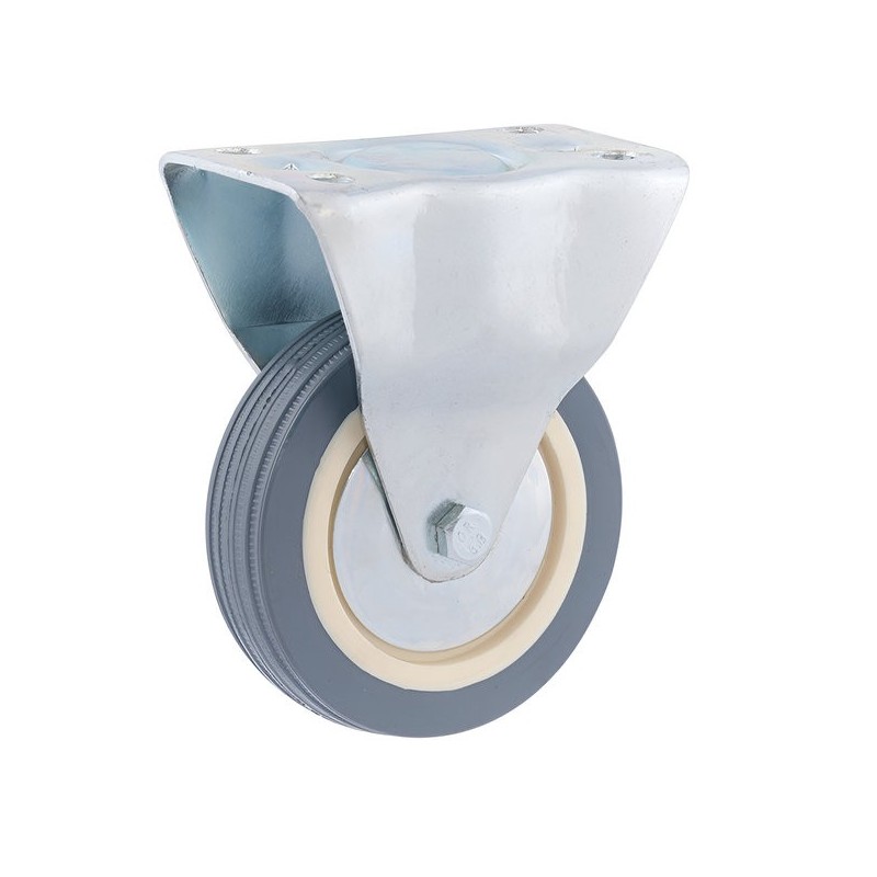 Roulettes unic à platine fixe 1 pièce(s) roulette à platine fixe - ø 40 mm caoutchouc platine non 30 kg 40 mm 46 mm 36 mm 58 mm fixe - prodif somec rh