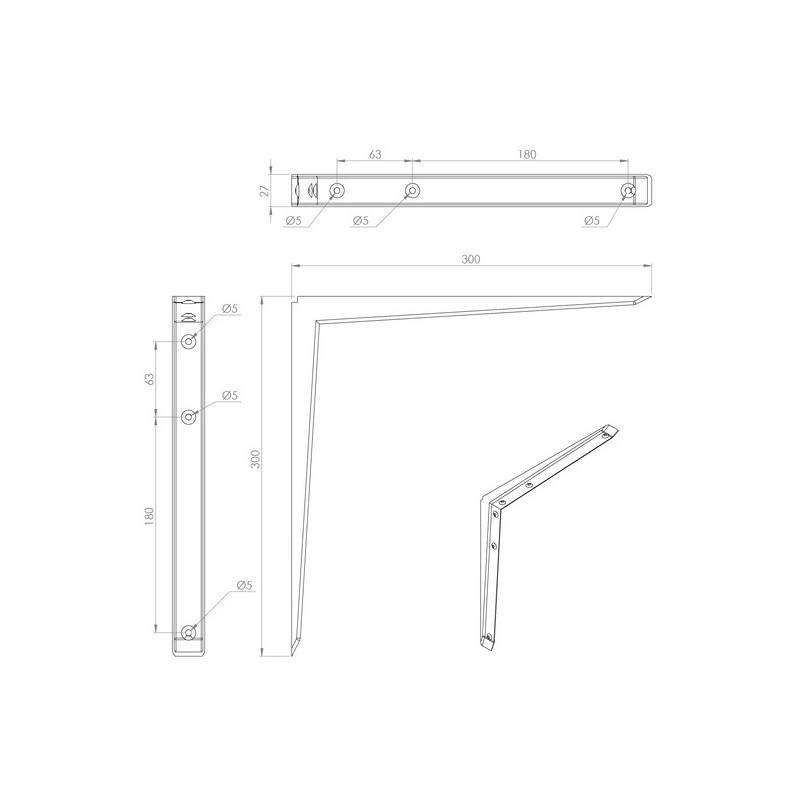 Console murale renforcée carré 1 pièce(s) console carre acier blanc 300x300 - interges.com