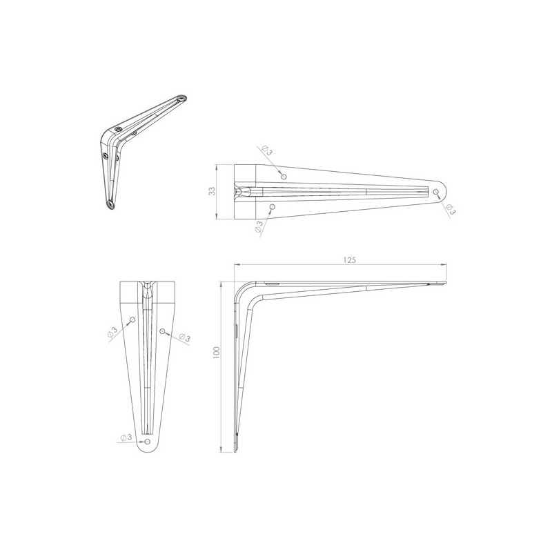 Console murale embouti 1 pièce(s) console embouti acier blanc 100x125 - interges.com