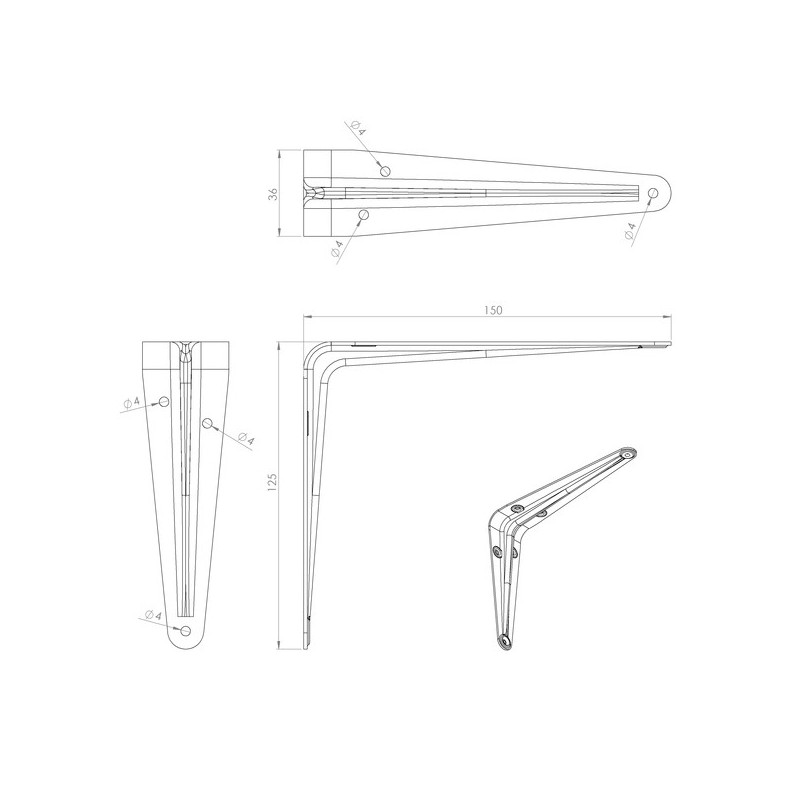 Console murale embouti 1 pièce(s) console embouti acier blanc 125x150 - interges.com