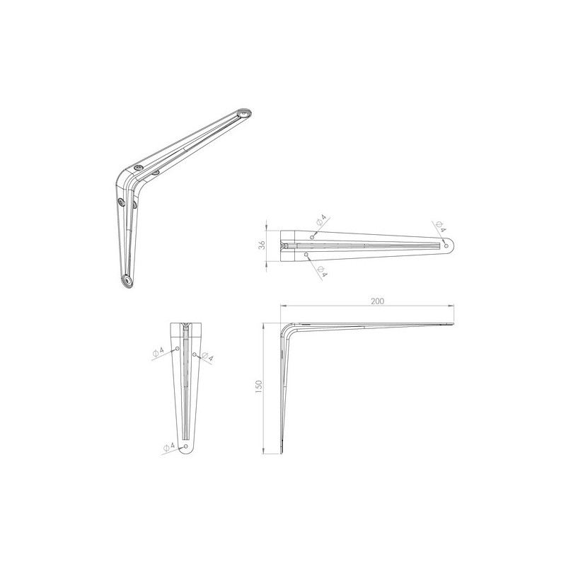 Console murale embouti 1 pièce(s) console embouti acier blanc 150x200 - interges.com