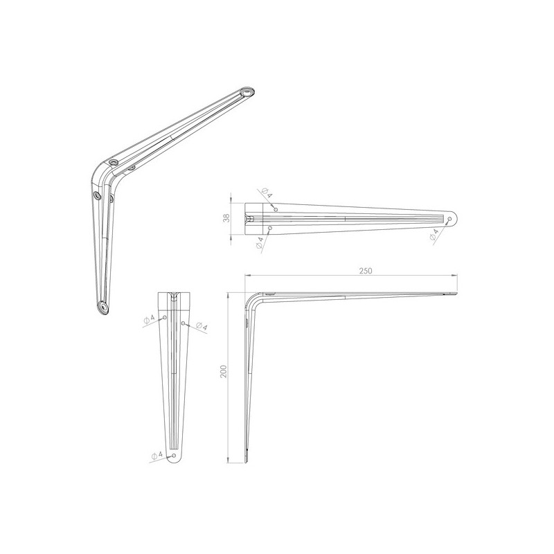 Console murale embouti 1 pièce(s) console embouti acier blanc 200x250 - interges.com