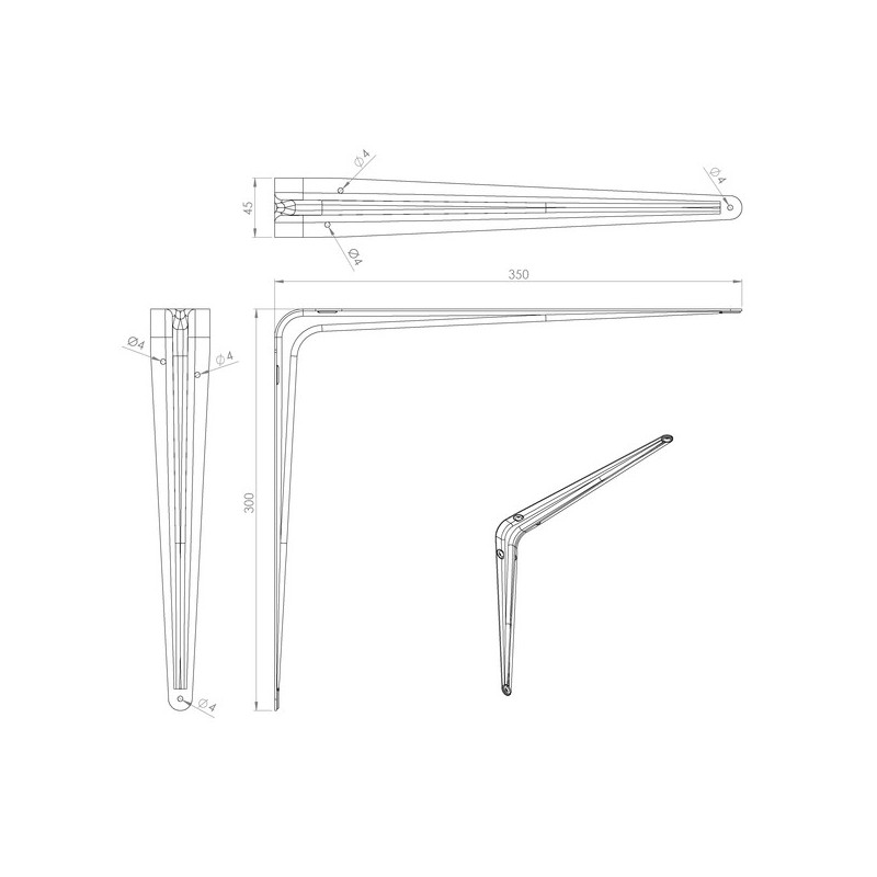 Console murale embouti 1 pièce(s) console embouti acier blanc 300x350 - interges.com