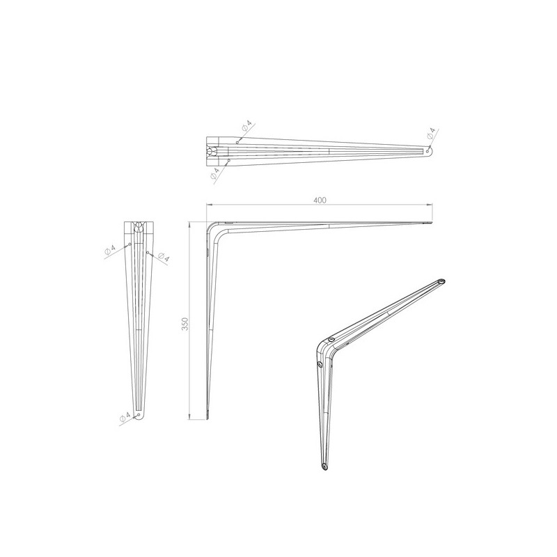 Console murale embouti 1 pièce(s) console embouti acier blanc 350x400 - interges.com