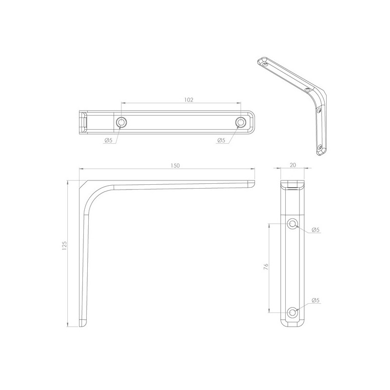 Console murale moderne 1 pièce(s) console modern acier blanc 125x150 - interges.com