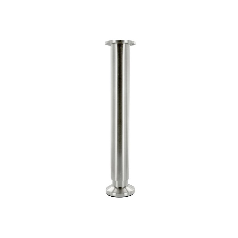 Pied de caisson réglable rond aluminium 1 pièce(s) pied d38 reg alu brosse h300 aluminium brossé rond 38 mm 300 mm - interges.com