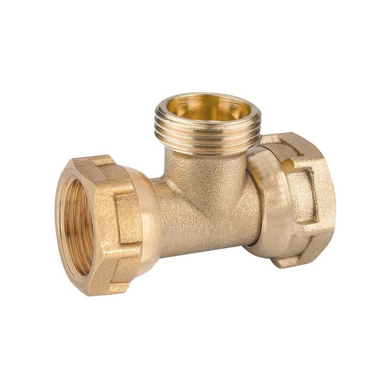 Té à écrou mobile - laiton 1 unité(s) té à écrou mobile m20x27 ff20x27 laiton 20/27 (3/4") mâle / femelle - boutte