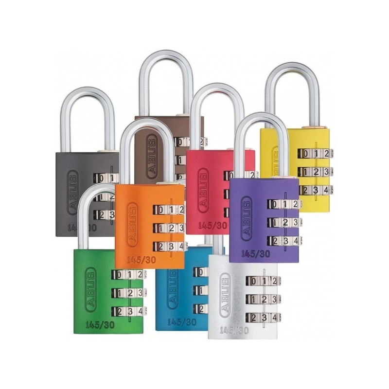 Cadenas à combinaison 3 molettes multicolore 145/30 molette 3 chiffres 1 pièce(s) cadenas à combinaison 3 molettes multicolore 145/30 - abus france
