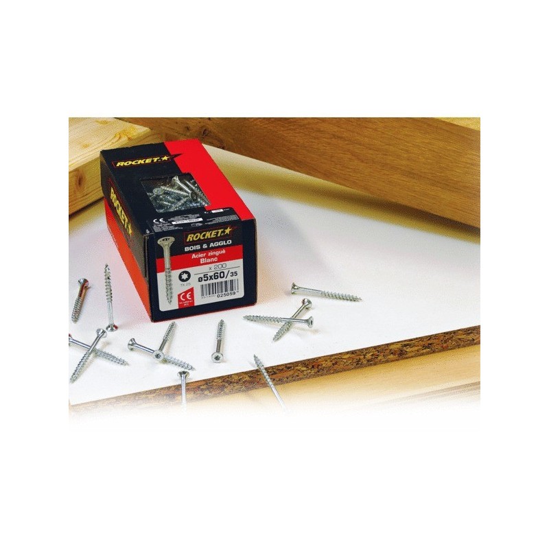 VBA Vis Bois Agglo Tête Ronde TR Pozi N°3 6X100 Filetée Sur 60 Acier Zingué