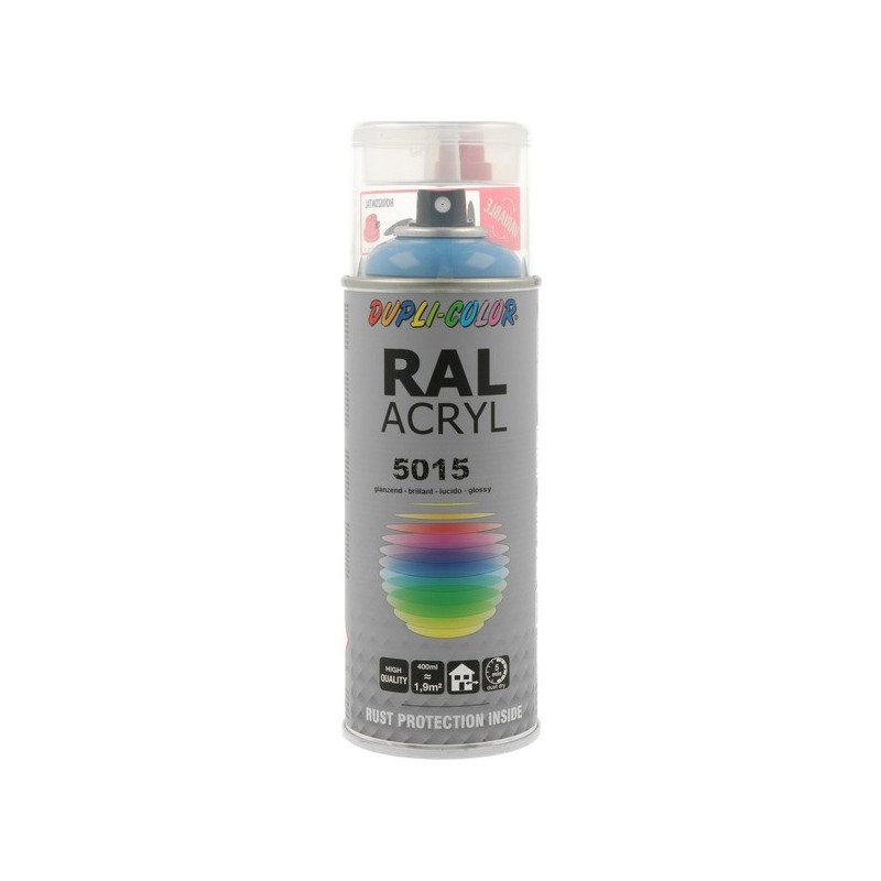Aérosol peinture acrylique dupli color aérosol peinture acry. ral 5015 bleu ciel brillant supports neufs ou sains courante intérieur acrylique eau 1 a