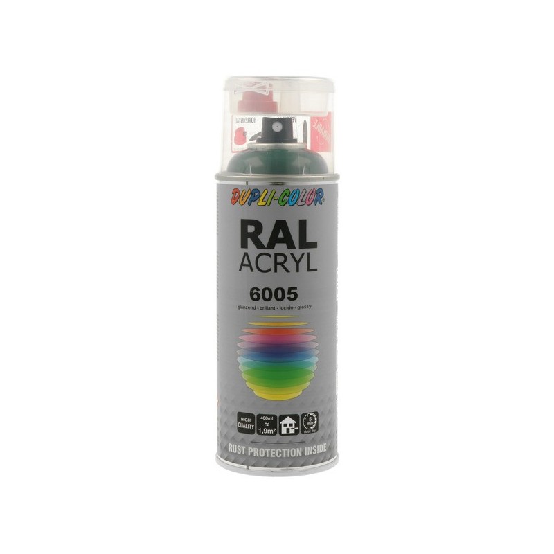 Aérosol peinture acrylique dupli color aérosol peinture acry. ral 6005 vert mousse brillant supports neufs ou sains courante intérieur acrylique eau 1
