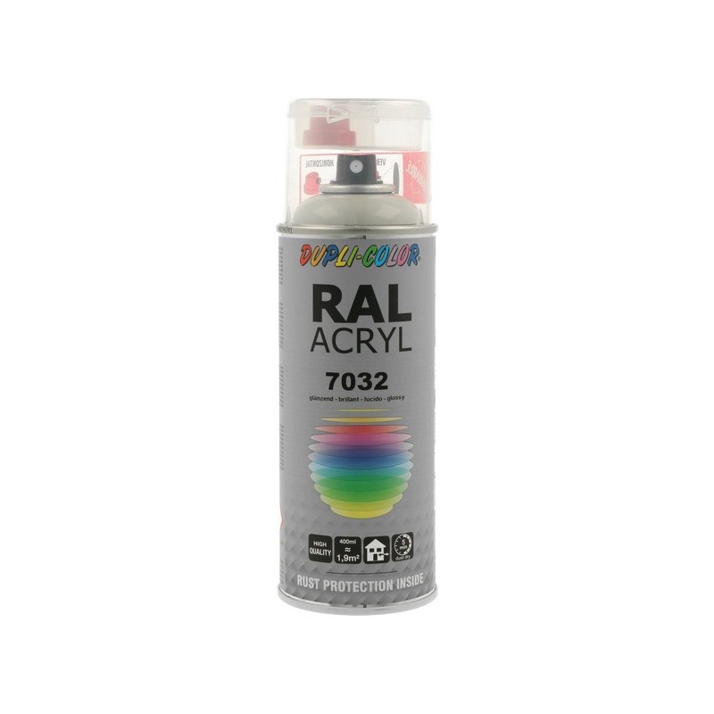 Aérosol peinture acrylique dupli color aérosol peinture acry. ral 7032 gris galet brillant supports neufs ou sains courante intérieur acrylique eau 1