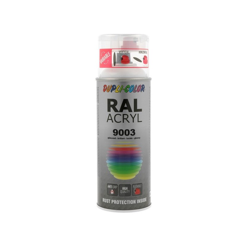 Aérosol peinture acrylique dupli color aérosol peinture acry. ral 9003 blanc de sécurité brillant supports neufs ou sains courante intérieur acrylique